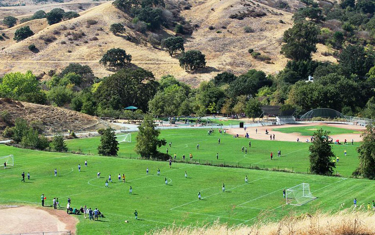 view of soccer field in the hills